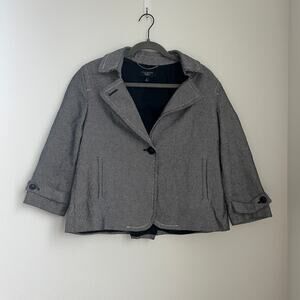 Talbots Petites Black & White Checkered Blazer 10P Classic Timeless Retro Preppy